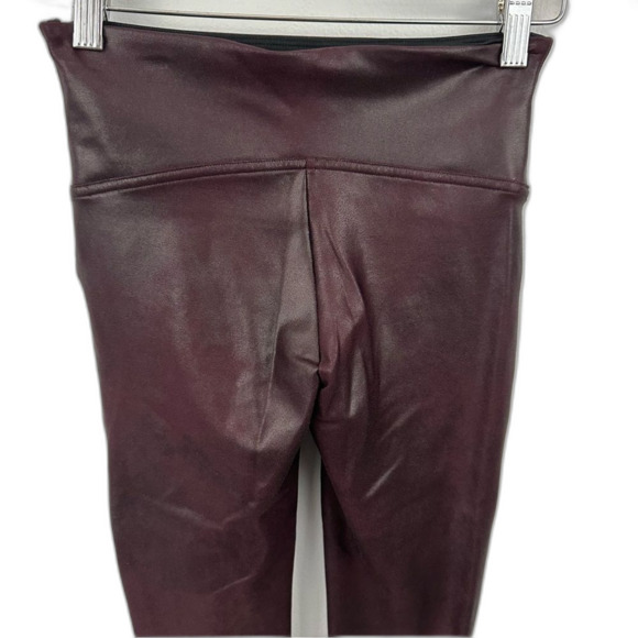 SPANX Burgundy Faux Leather Leggings Size Small - Picture 9 of 16